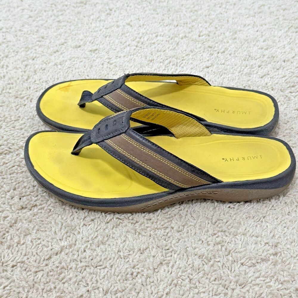 Johnston Murphy Flip Flips Mens Size 10M Verona Sandals Thong Flip On Brown Gray - Picture 3 of 7